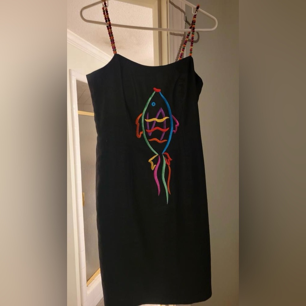 Vintage Deborah Laws Fish Dress with Beaded Straps